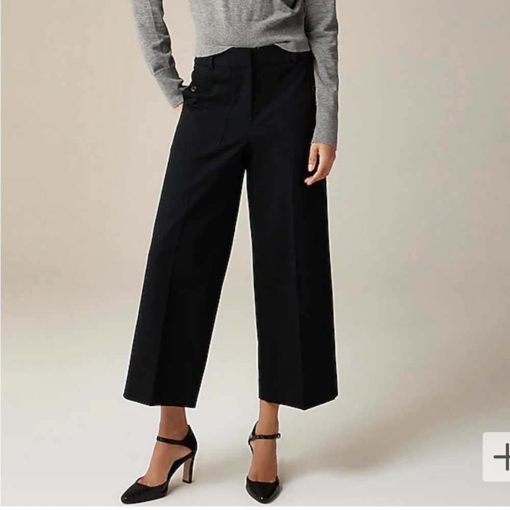 J.Crew Petite Sydney wide-leg pant in bi-stretch cotton blend Black sz 4